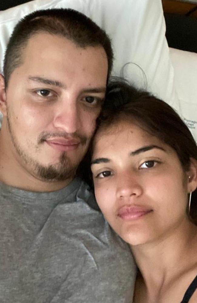 Mr Jimenez’s wife Vanessa (R) has taken on extra shifts in a bid to pay bills after doctors barred Mr Jimenez from working for a year. Picture: Supplied