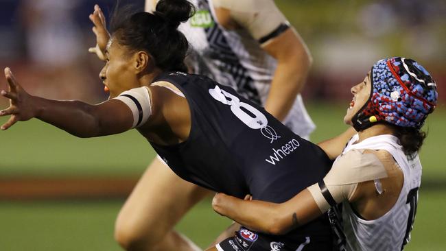 Carlton’s Vaomua Laloifi was concussed in Round 1 after a tackle by Collingwood’s Aliesha Newman. Picture: Darrian Traynor/Getty Images