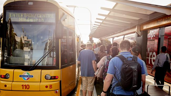 Trams stop for passengers at the station near the RAH. Picture: Matt Loxton