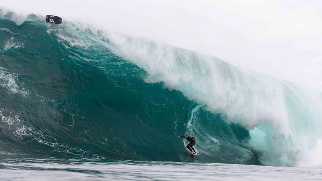 James Holmer Cross tackles a monster wave at Shipstern Bluff. Picture: STUART GIBSON