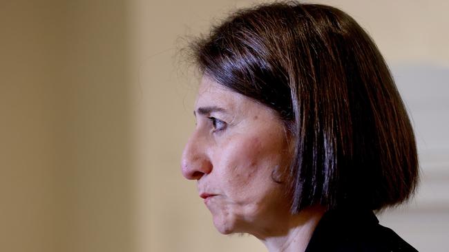 Gladys Berejiklian talks to reporters. Picture: NCA NewsWire / Dylan Coker