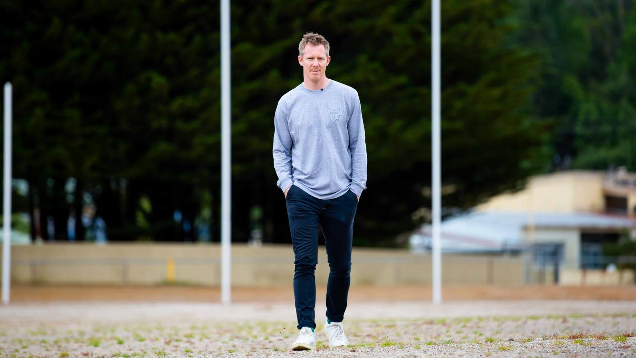 Jack Riewoldt gets a feel for Queenstown's famous gravel oval. Picture Jasper Da Seymour