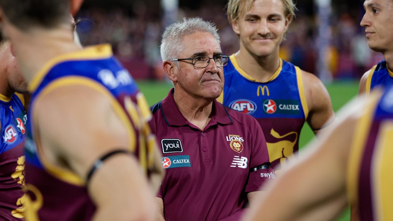 BRISBANE, AUSTRALIA - MAY 05: Chris Fagan, Senior Coach of the Lions is seen following the 2024 AFL Round 08 match between the Brisbane Lions and the Gold Coast SUNS at The Gabba on May 05, 2024 in Brisbane, Australia. (Photo by Russell Freeman/AFL Photos via Getty Images)