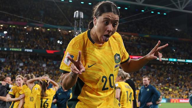 Sam Kerr is in good spirits, but will she start? Picture: Getty Images