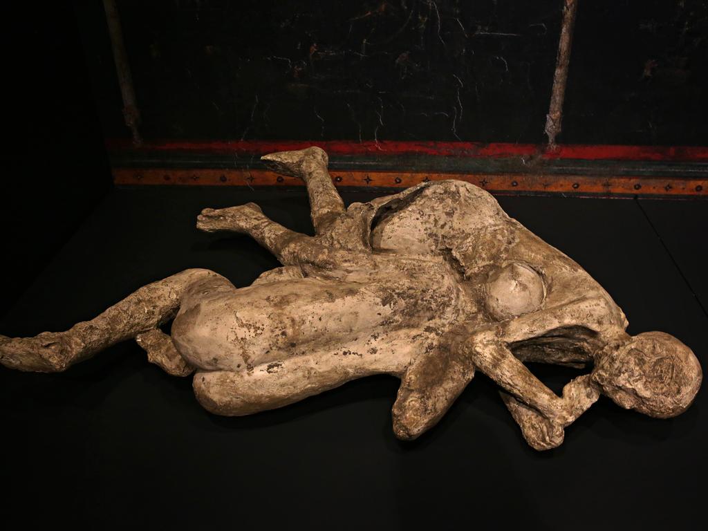 The body casts of people who were caught up in the volcanic explosion of Pompeii and have been perfectly preserved. Picture: Adam Yip