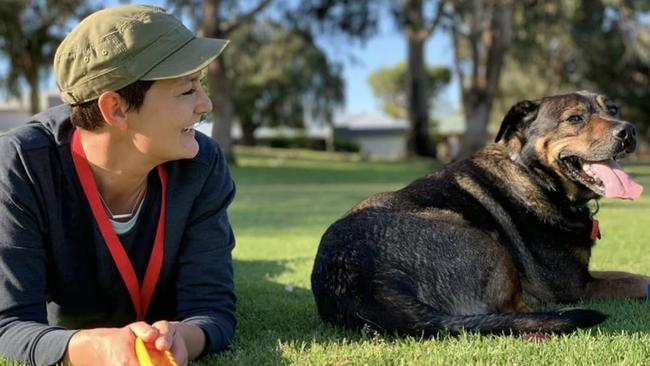 Royal Darwin and Palmerston Hospital paediatrician Kate Freeman with the 'great love' of her life, her rescue dog Baxter. Dr Freeman took her own life in June 2023.