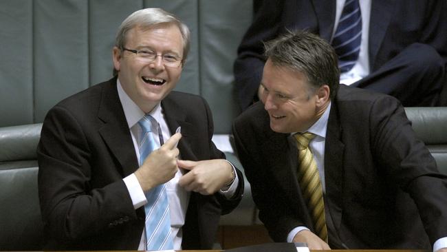 Fitzgibbon with Kevin Rudd, 2007. Picture: AAP Image/Alan Porritt