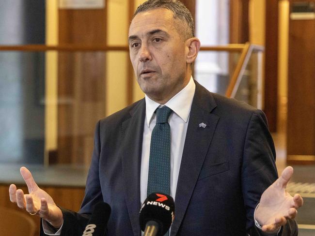 September 11, 2024:  Leader of Government Business Tom Koutsantonis speaks to the media about time for David Speirs to return to parliament.  Picture: Kelly Barnes