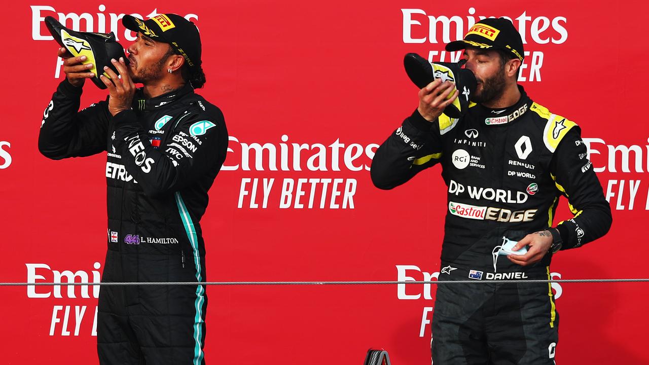 Lewis Hamilton joined in on the celebrations.