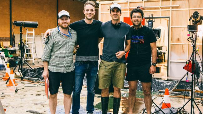 The Radio Karate team of Tim Bartley, Hamish Blake, Andy Lee and Ryan Shelton during filming of Channel Nine’s new show <i>True Story</i>.