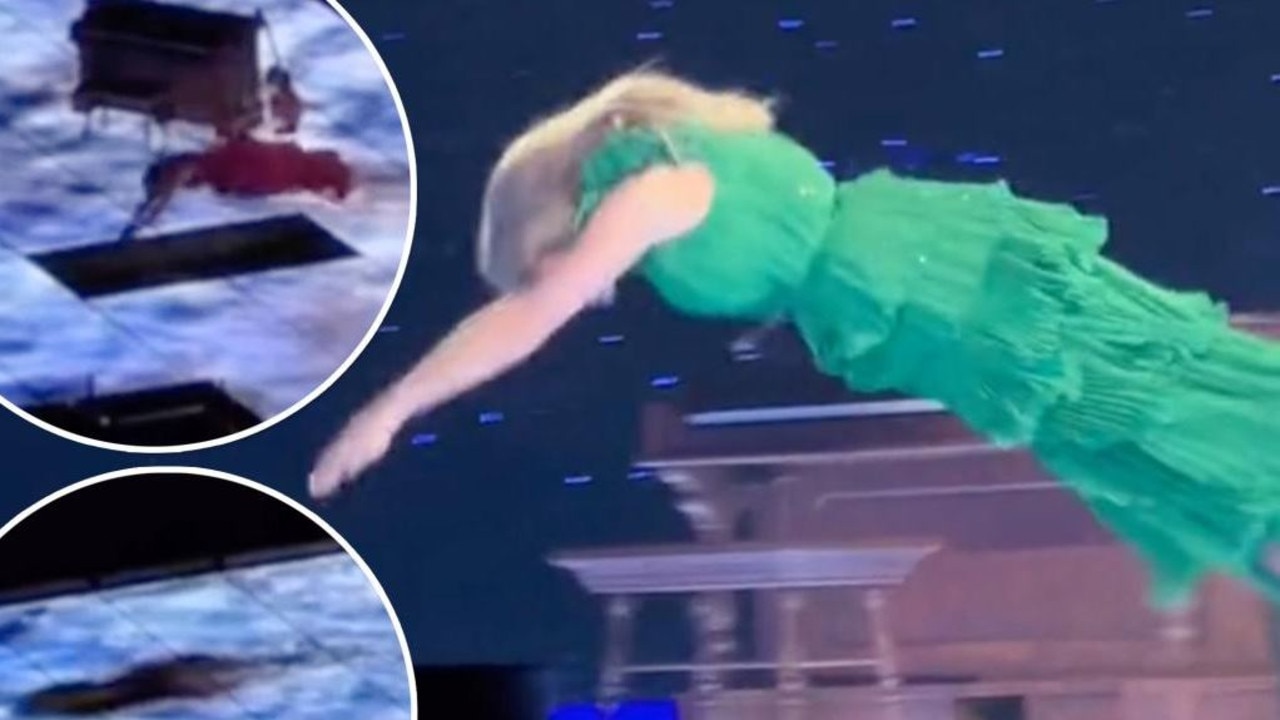 Taylor Swift shocked fans by diving through the stage. Picture: TikTok