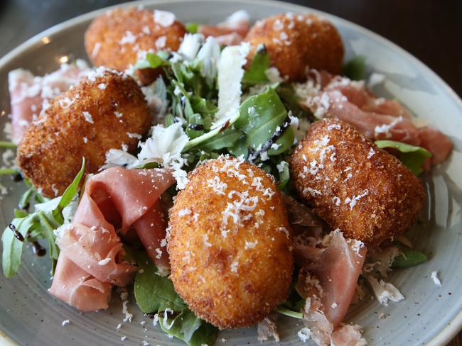 Croquettes with rocket, parmesan and prosciutto. Picture Glenn Hampson