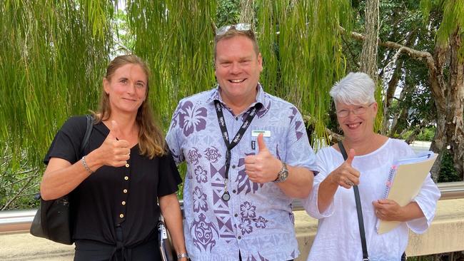 Save Noosa Hinterland's Sarah Keating, Noosa Council liaison officer Ian Williams and Jann Bonsall of the Kin Kin Community Group look forward to a possible planning court legal challenge.