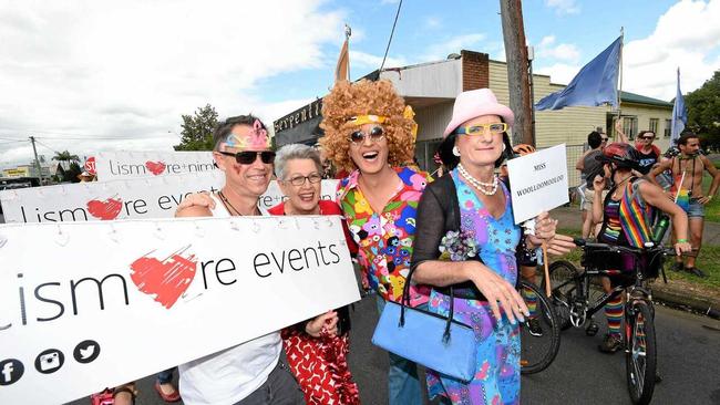 Lismore mayor Jenny Dowell taking part in the recent Tropical Fruits parade through Lismore CBD. Picture: Marc Stapelberg