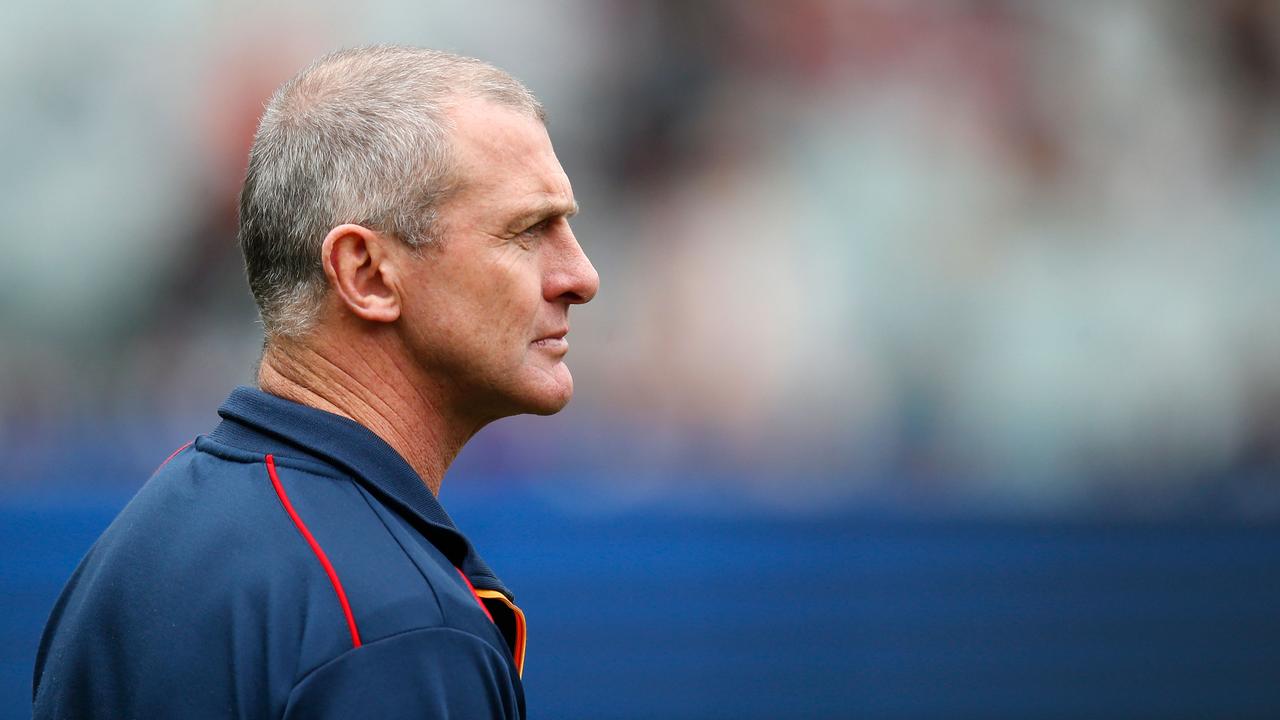 MELBOURNE, AUSTRALIA - JUNE 06: Phil Walsh, Senior Coach of the Crows looks on during the 2015 AFL round ten match between the Carlton Blues and the Adelaide Crows at the Melbourne Cricket Ground on June 6, 2015. (Photo by Michael Willson/AFL Media)