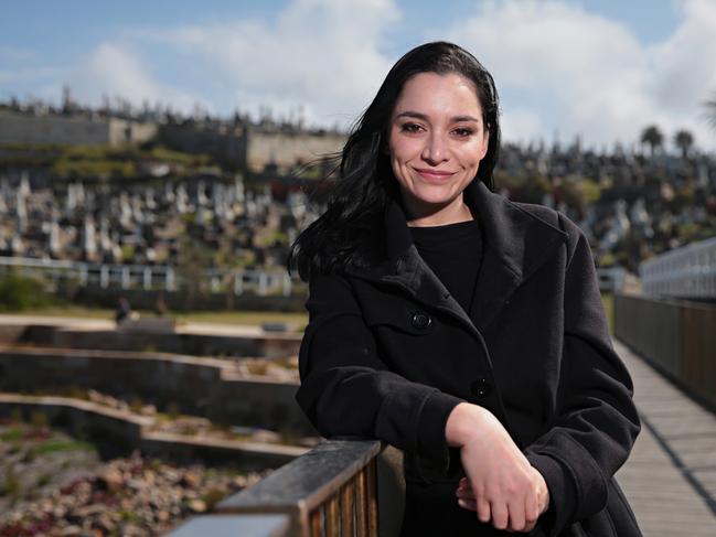 Funeral director Jasmine Cameron outside Waverley Cemetery. Picture: Adam Yip