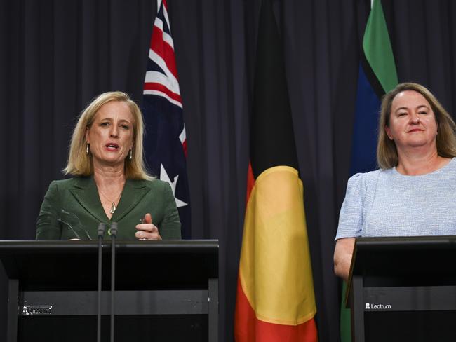 Public Service Minister Katy Gallagher and Workplace Gender Equality Agency CEO Mary Wooldridge. Picture: Martin Ollman