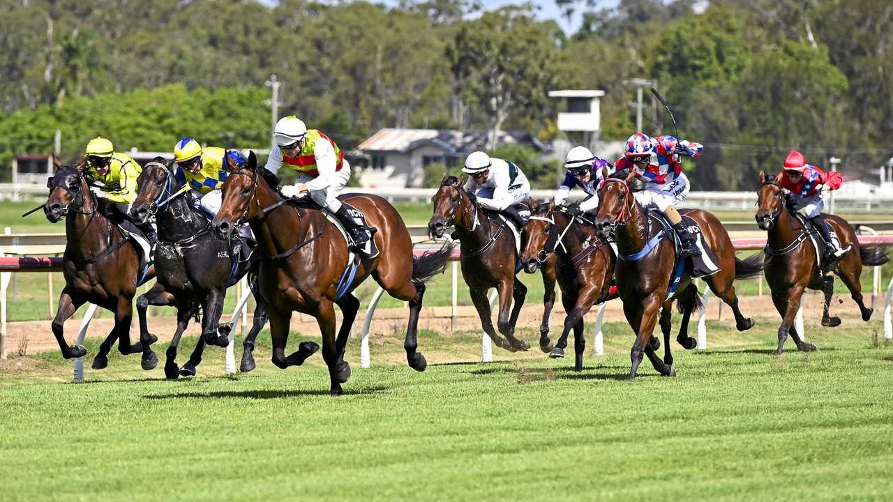 Jockey Brad Stewart positions Boom County for a winning burst in the latest meeting at Ipswich racetrack. Picture: Cordell Richardson