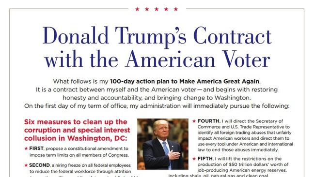 Donald Trump released his two-page ‘Contract with the American Voter’ in October.