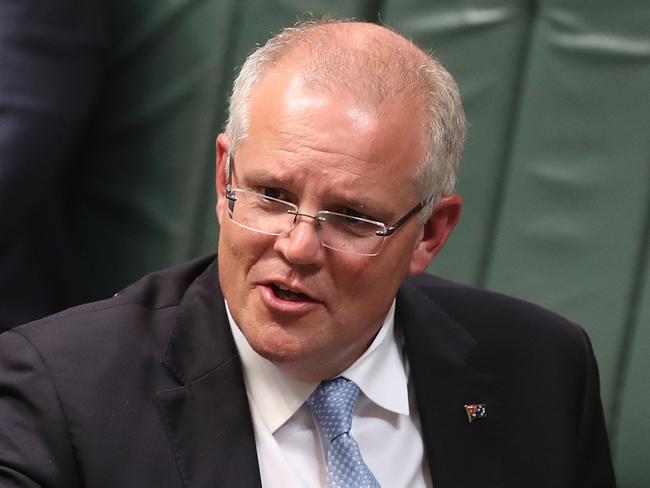 PM Scott Morrison  during Question Time in the House of Representatives Chamber at Parliament House in Canberra. Picture Kym Smith