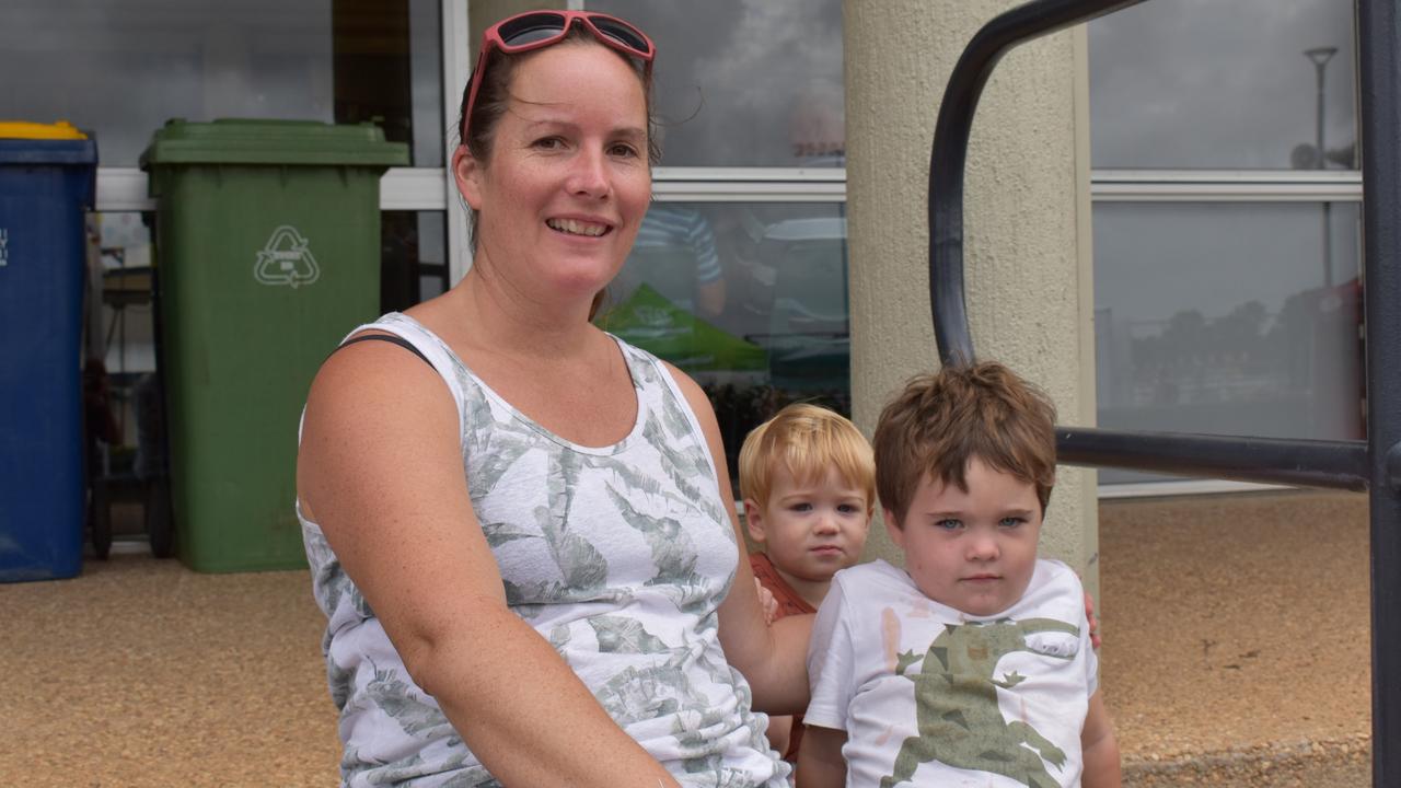 Kimberly Gadd with Oskar and Flynn at the first day of the Gympie Show, 2022.