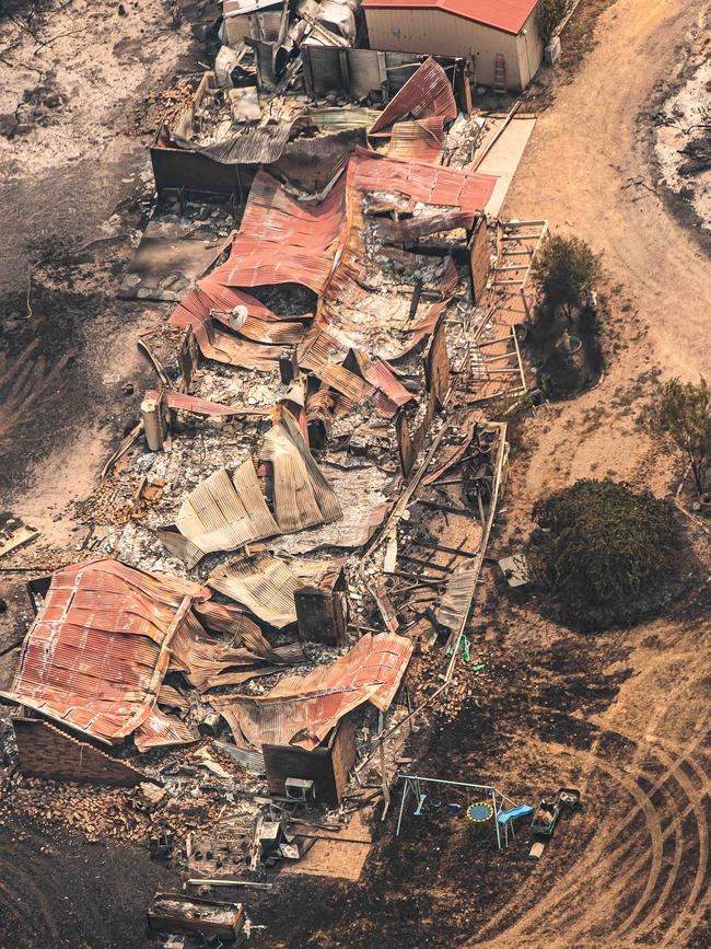 Property damaged by the East Gippsland fires in Sarsfield. Picture: AAP Image/News Corp Pool, Jason Edwards.