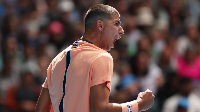 Aexei Popyrin during the first set of his match against Taylor Fritz.