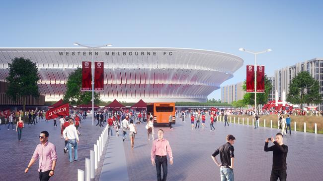 An artist’s impression of how the new Western Melbourne Stadium will look.