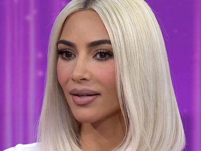 Kim Kardashian sporting a platinum blonde bob on the US Today show.