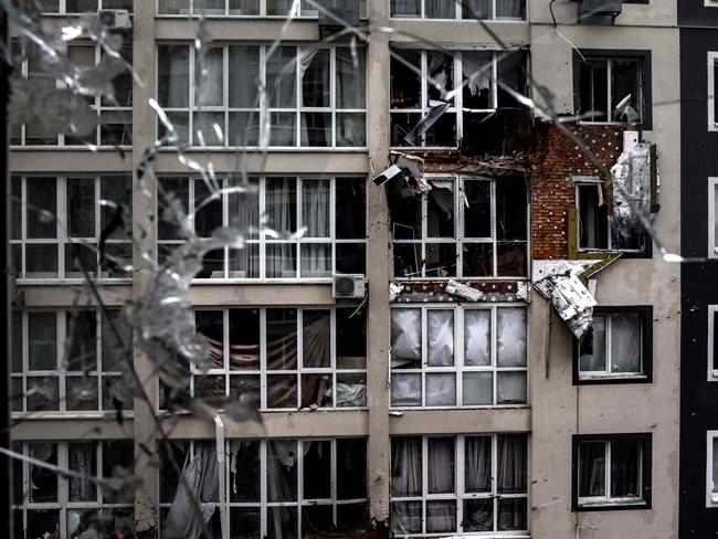 A destroyed building in Bucha, northwest of Kyiv, where town's mayor said 280 people had been buried in a mass grave and that the town is littered with corpses. Picture: Ronaldo Schemidt/AFP