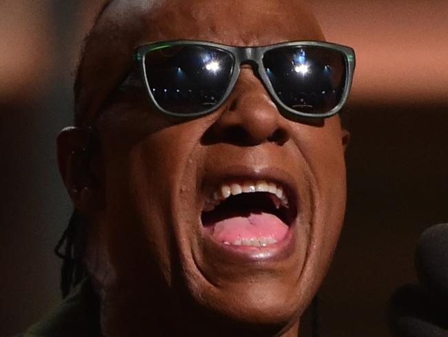 Musician Stevie Wonder perfroms on stage during the 58th Annual Grammy music Awards in Los Angeles February 15, 2016. AFP PHOTO/ ROBYN BECK