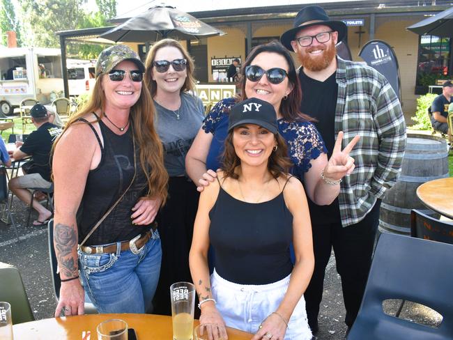 The Gippsland Beer Fest in Tinamba on Saturday, November 16, 2024: Joanna Morton, Skye Hoggins, Tamara Williams, Mick Harrington, Kirsten Sciberras. Picture: Jack Colantuono