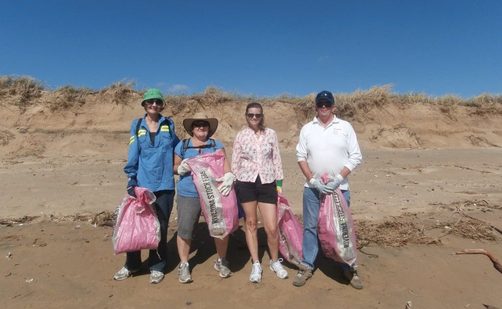 (From left) Trish Zettl, Linda Werry, Karen Smith and Cary Scotton all volunteered to help clean up Whyndham Beach, Boyne Island. Picture: Tegan Annett