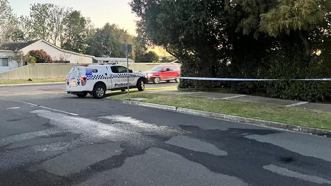 Police remained on scene of the house fire after 6pm. Picture: Jack Colantuono