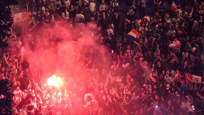 Fans celebrate France's victory on the Champs Elysees in Paris. Picture: AFP.