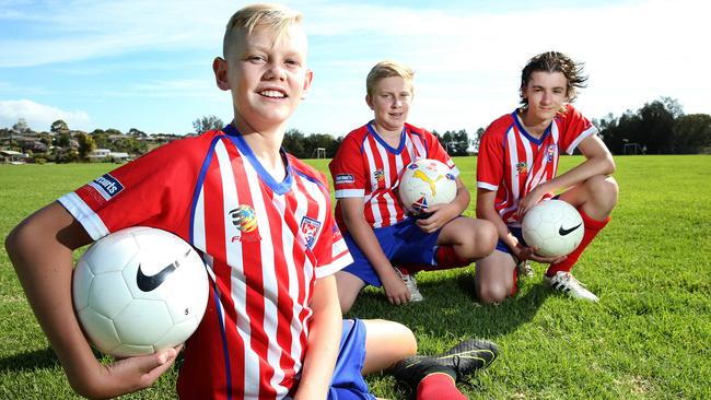 Jack, Reece and Gia Ferretti, all 14, are looking forward to having one home for their club. Picture: Stephen Laffer