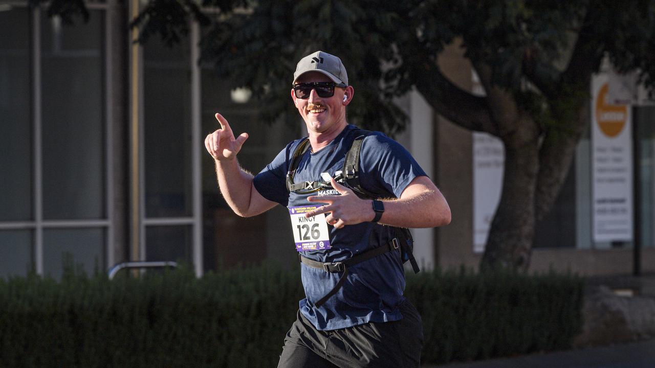 Runners on Ruthven St in the Toowoomba CBD in the Toowoomba Marathon (and half marathon), Sunday, May 4, 2025. Picture: Kevin Farmer