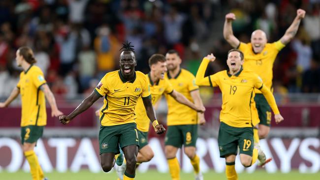 Australia celebrate qualifying for the World Cup, where they went on to have a successful tournament. Picture: Getty Images