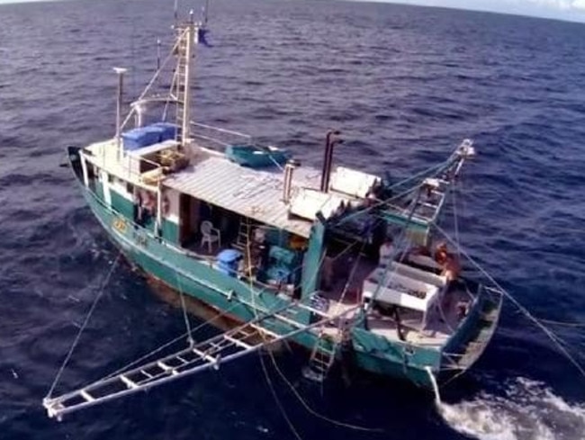 The FV Dianne’s wreck was raised and returned to the Port of Bundaberg. Picture: Discovery Channel