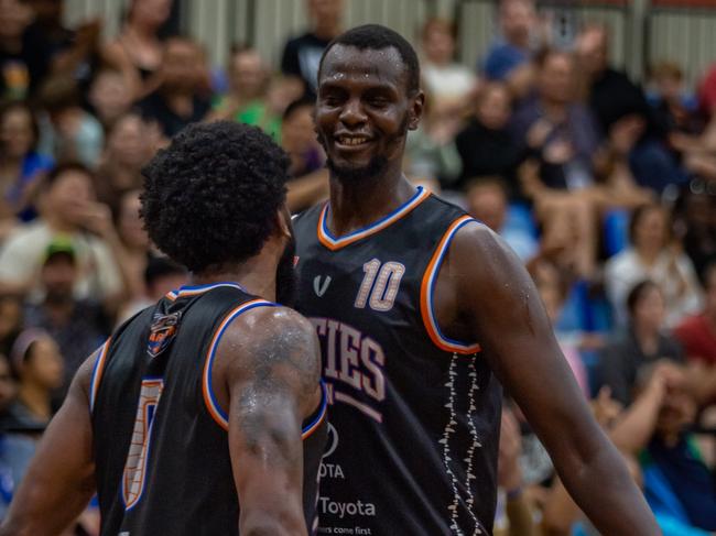 Deng Riak pulled down 11 boards against the Rockhampton Rockets. Picture: Ben Thompson.