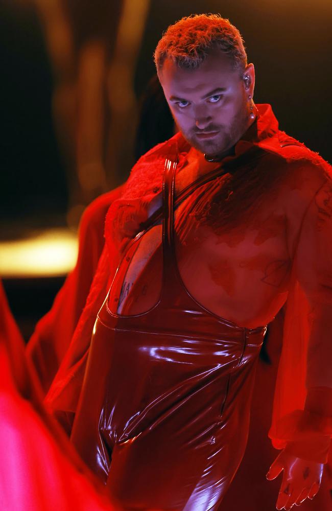 Sam Smith his track with Kim Petra at the Grammys. Picture: Getty Images