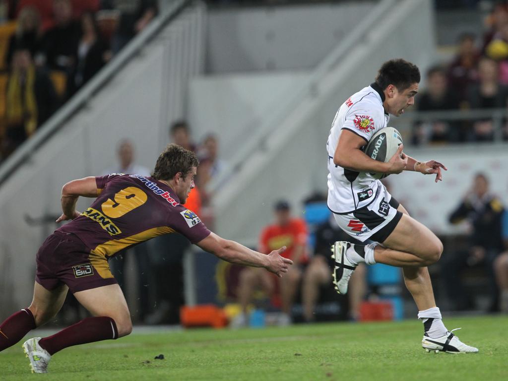Shaun Johnson on the burst back in 2011. Picture: AAP Image/Action Photographics/Colin Whelan