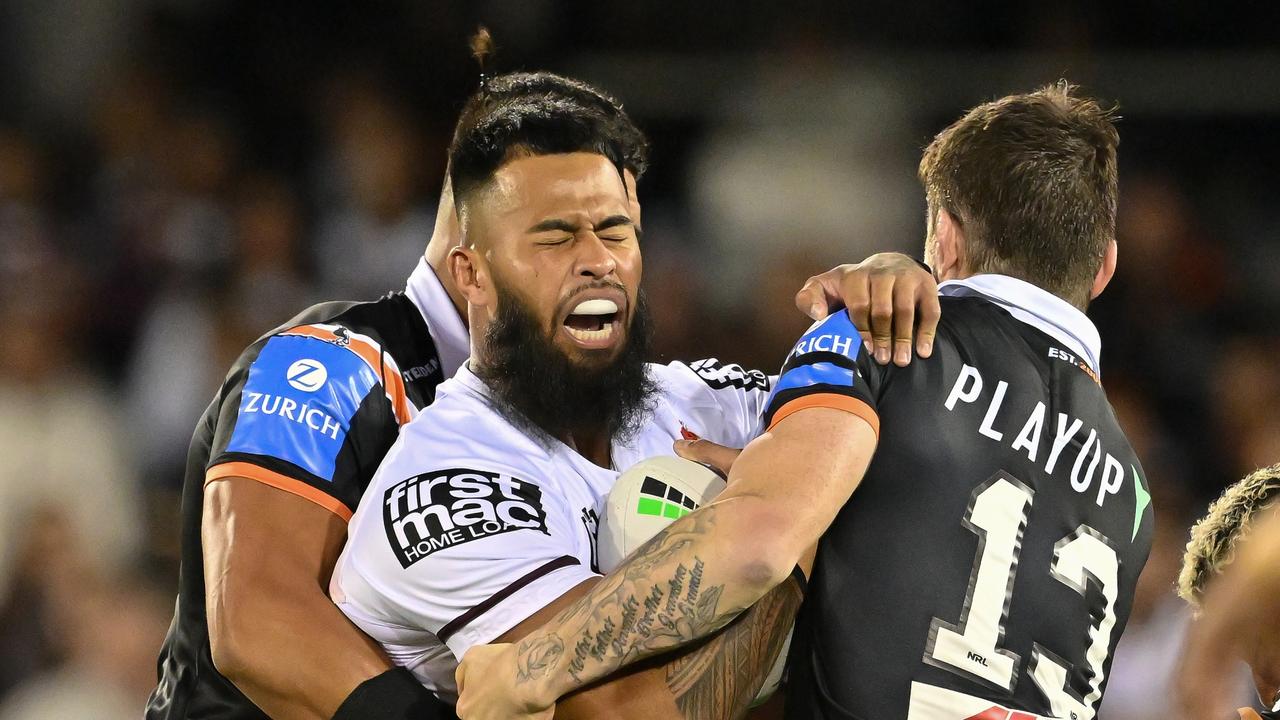 Payne Haas is confident the Broncos can keep their emotions in check ahead of Friday’s clash with the Roosters. Picture: Izhar Khan/Getty Images