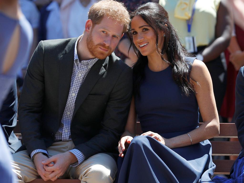 Harry and Meghan watching a dance at Macarthur Girls High School. Picture: Phil Noble