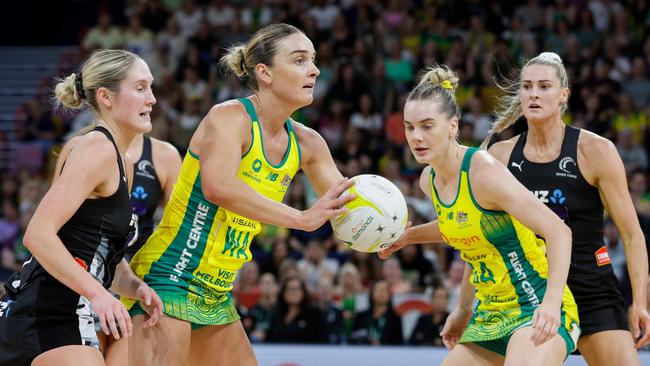 Liz Watson of the Australian Diamonds during the strong win. Picture: Russell Freeman/Getty Images