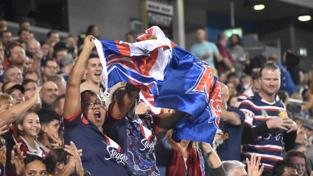 Fans at the Sydney Roosters v Parramatta Eels game at BB Print Stadium in Mackay, July 29, 2021. Picture: Matthew Forrest