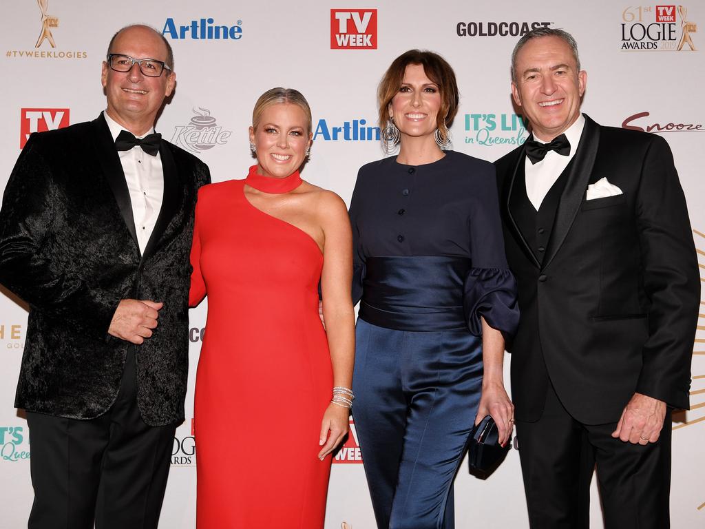 David Koch, Samantha Armytage, Natalie Barr and Mark Beretta at the Logies. Picture: AAP