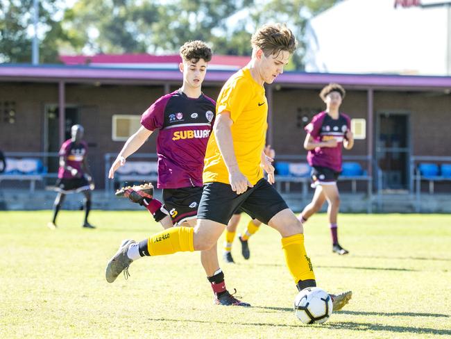 Cooper Newberry in the Queensland Schools Premier League Football match between Marsden and Corinda at Darra, Thursday, July 30, 2020 - Picture: Richard Walker