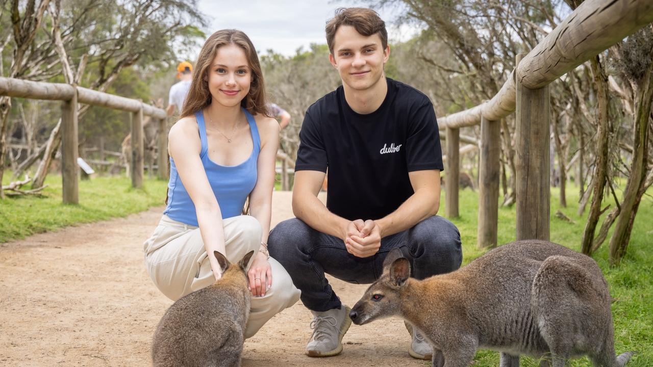 Oscar Piastri and girlfriend Lily Zneimer at Moonlit Wildlife Sanctuary on the Mornington Peninsula.