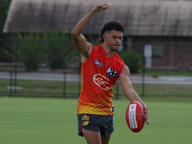 Former Darwin Buffaloes star Mal Rosas during training with the Gold Coast Suns. Picture: AFL Media